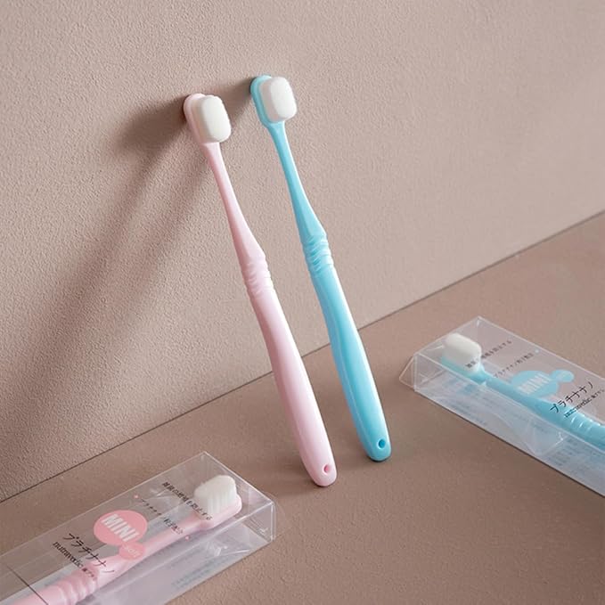 Ultra Soft Bristle Toothbrush 2pcs for Gums Care with Long Handle, Microfine Bristles, Blue and Pink, Manual Toothbrushes for Daily Oral Cleaning and Sensitive Teeth Care