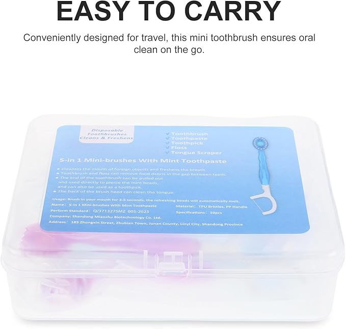 10pcs Mini Disposable Toothbrushes with Soft Bristles and Floss, Portable Oral Care Set for Travel and Outdoor Use, Compact Single-use Manual Toothbrushes