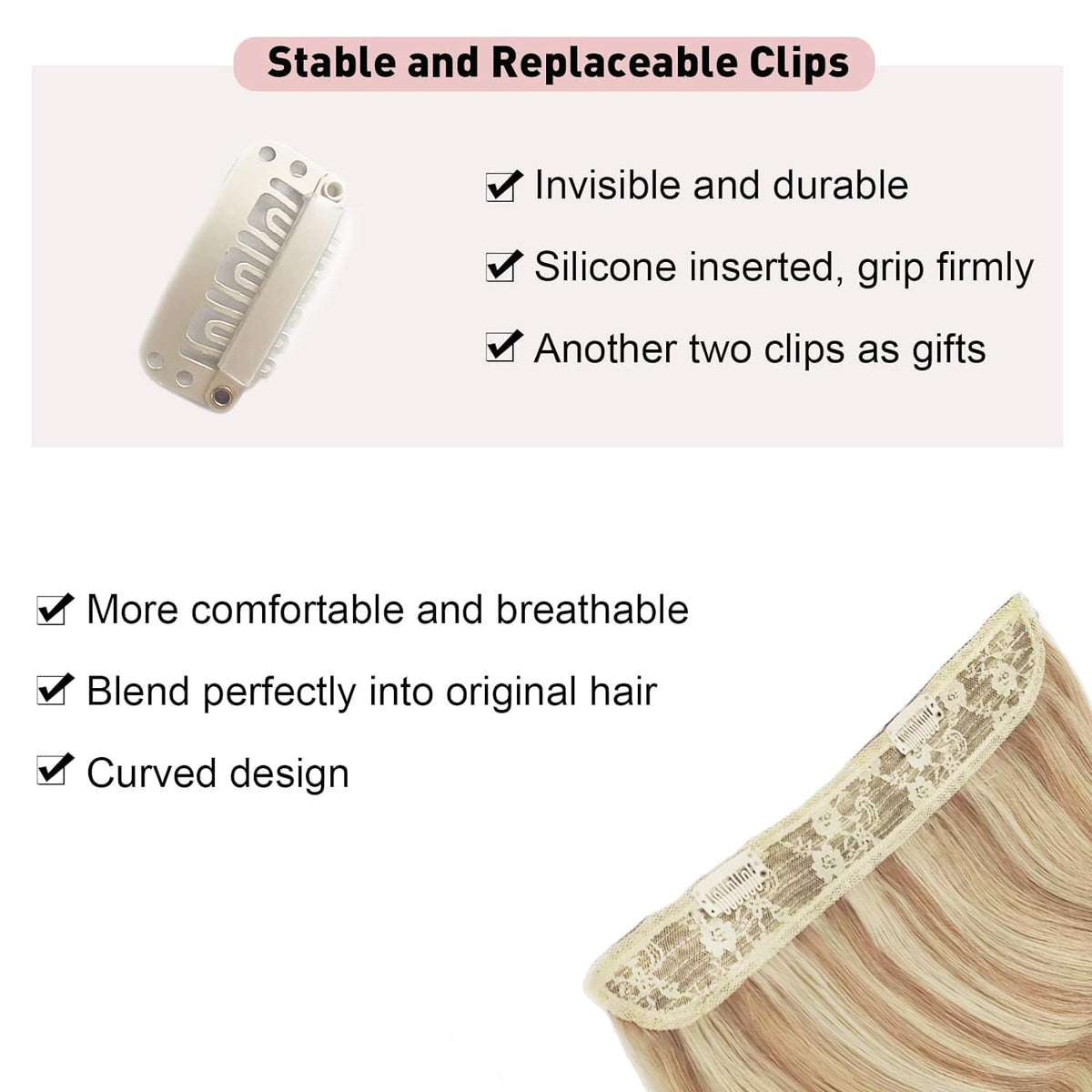 Tinashe Wire Hair Extensions Real Human Hair Straight Hair Extensions 14inch 80g Light Blonde Highlighted Golden Blonde Invisible Wire Fish Line Straight Human Hair Extension
