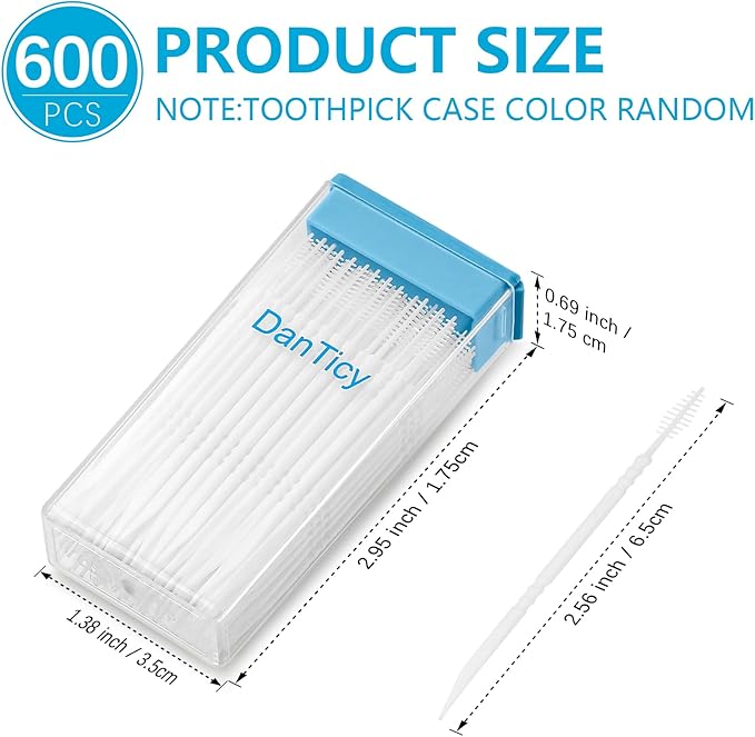 Brushpicks Interdental Toothpicks,Soft Bristle Dental Floss Picks Toothpicks,Helps Removes Plaque and Debris Between Your Teeth 600PCS (Pack of 5)