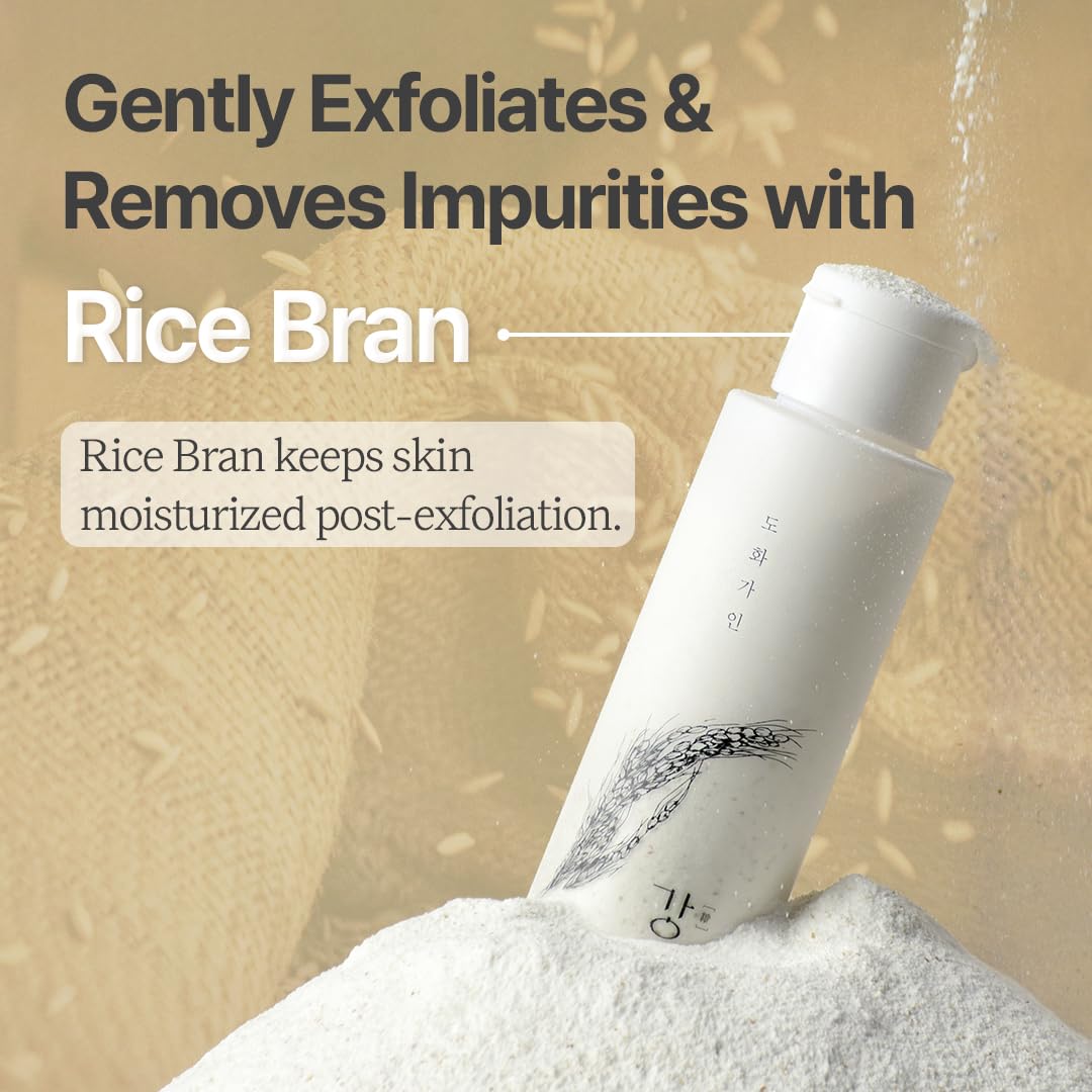 House of Dohwa Rice Bran Powder Wash | Gentle Exfoliating Face Wash for Sensitive Skin | Vegan Enzyme Face Scrubber & Exfoliator for Sebum Control – Product of Korea | 60 g (2.1 oz)