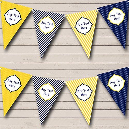 Yellow Blue Polkadot Nautical Sailing Beach Seaside Themed Personalized Birthday Party Bunting - Hanging Party Decoration - Birthday Party Banner Garland | Decorative Party Supplies