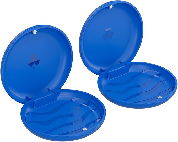 (2 Pack) Retainer Cases,Solid Orthodontic Retainer Cases (Blue)