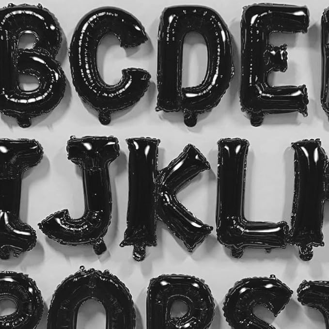 Letter Balloons 16 Inch Mylar Foil Alphabet Balloon Letter A-Z Black Balloons Set for Wedding Birthday Party Decoration Banner 26pcs (black)