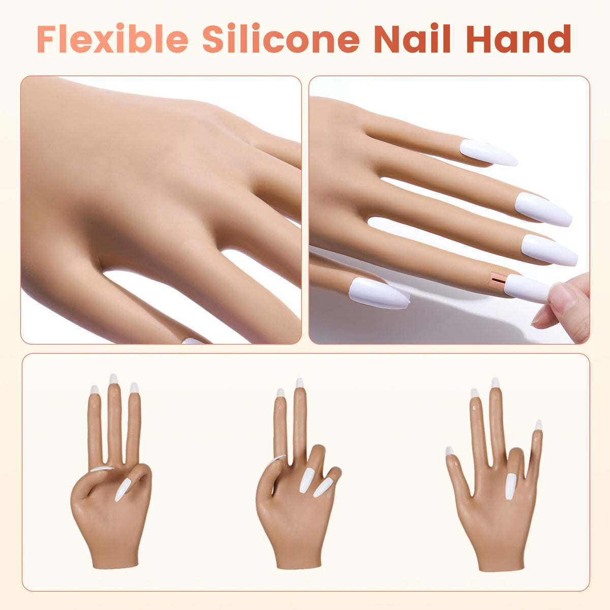 Practice Nail Hand with Acrylic Nail Kit for Beginners Practice Extensions