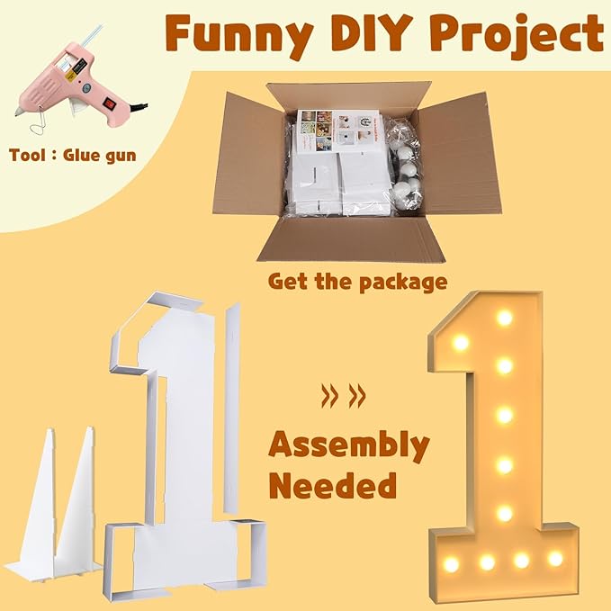 imprsv 4FT Marquee Numbers, Light Up Numbers 2 for 21st Birthday Decorations, Marquee Light up Letters Anniversary Party Decor, Pre-Cut Foam Board Kit