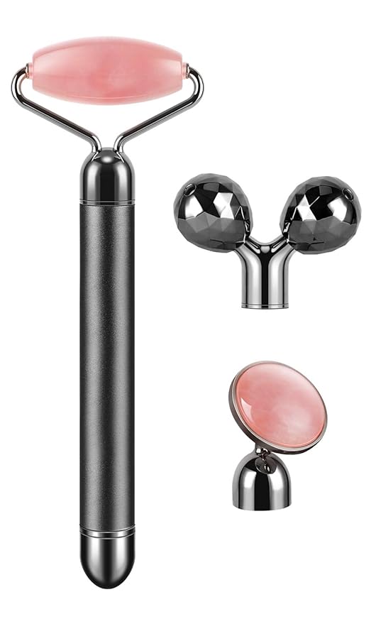 3-IN-1 Electric Jade Roller 3D Roller Facial Roller & Face Massager,Black