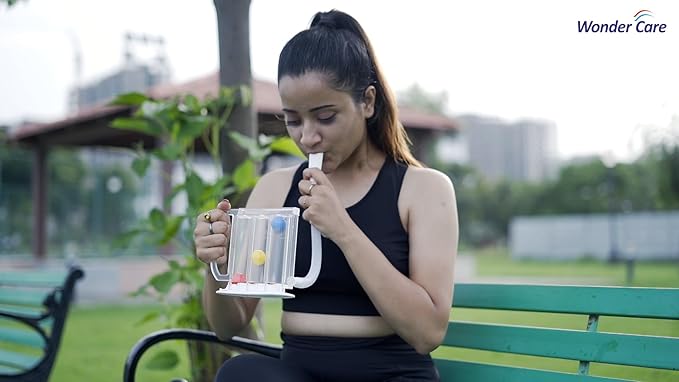 Wonder Care Deep Breathing Lung Exerciser | Incentive Spirometer | Washable & Hygienic | Non Measuring | with Handle