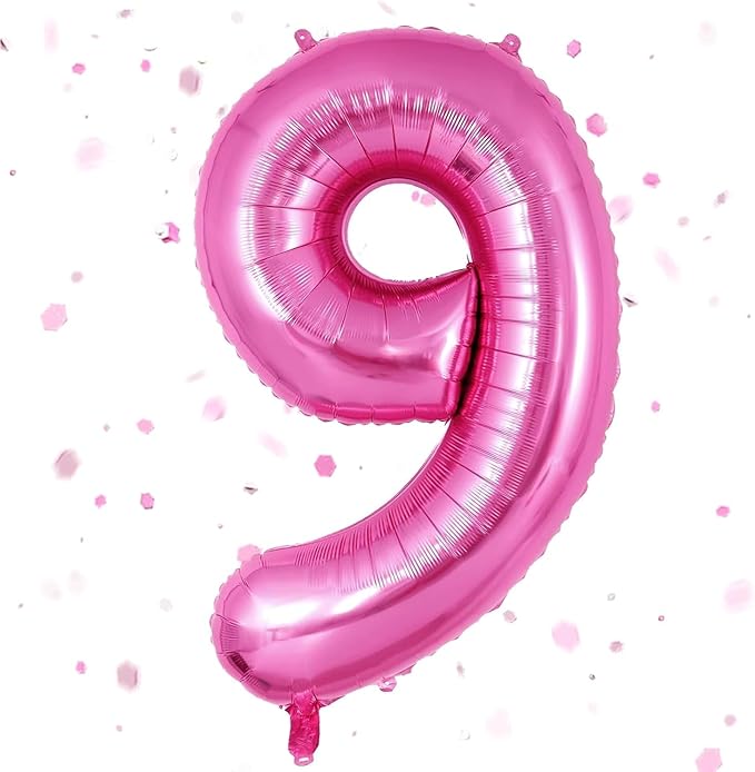 Pink Number Balloons, Large Hot pink Number 9 Balloon 40 Inch Pink 9 Balloon for Men Women Boys Girls 9th Birthday Party Decoration