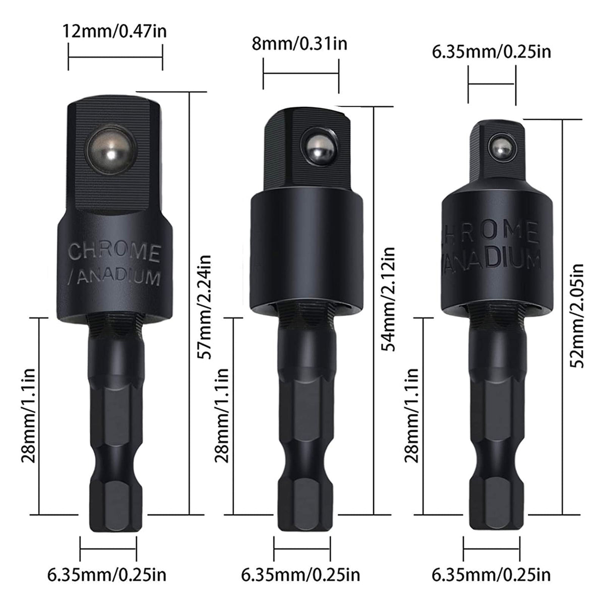 Fruholt Flexible Drill Bit Extension Set with Right Angle Attachment, 360° Rotatable 1/4 3/8 1/2" Impact Grade Socket Adapter Sets for Cordless Drill & Screwdriver, Power Drill & Driver