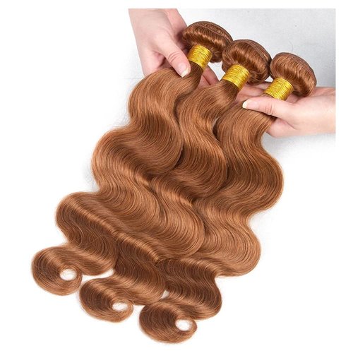 #30 Brown Bundles Human Hair Body Wave Bundles 26 26 26 Inch 3 Bundle Unprocessed Brazilian Virgin Hair Light Brown Body Wave Human Hair Extensions 50 Gram Per Bundle