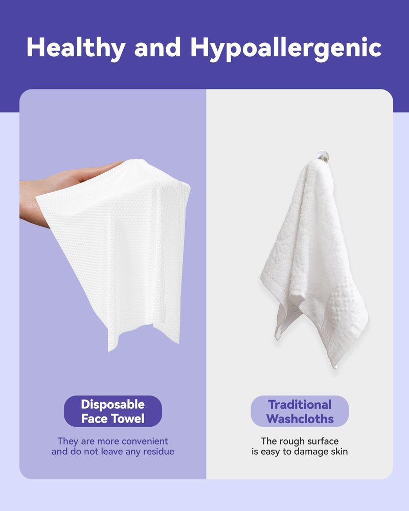 Jolly Care Face Towels Disposable, Face Towelette Disposable, Soft Disposable Face Towel for Makeup Remover, Thick Face Cloths for Women Cleansing, Skin Care, 7.8"×7.8", 80 Count (4 Pack)