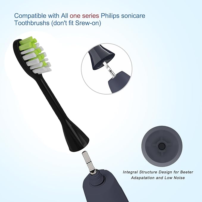 One Series Replacement Toothbrush Heads Pisonicleara Compatible with sonicare Philips One Series BH1022/03 HY1100/02 HY1102 (8-pc) Battery Brush, Mango Snow White