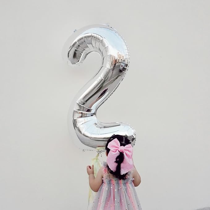 Silver Number 3 Balloon 40 Inch, 3 Balloon Number, 3rd Birthday Decorations, Silver Party Supplies for Boys Girls