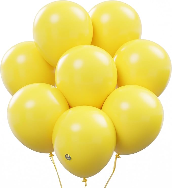 AFTERLOON® Biodegradable Balloons 24 pcs Yellow 12 Inch, Matte Color Thickened Extra Strong Latex Helium Float, Multicolor Colorful Bulk Color ballon baloon Globos Para Decoration De Fiestas Kids