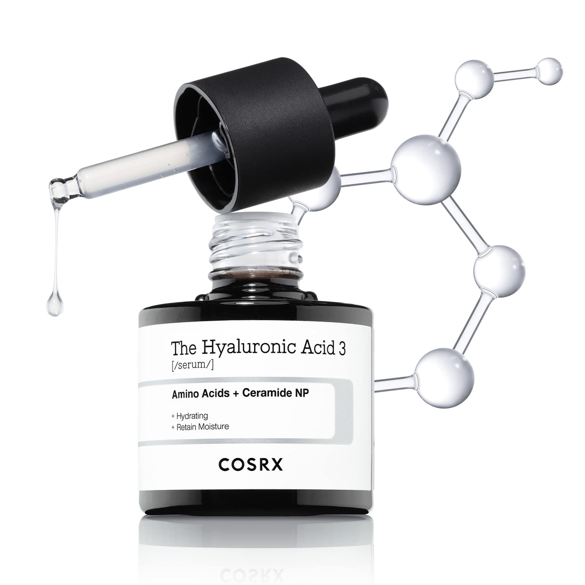 COSRX Pure Sodium Hyaluronic Acid 3% Serum, Hydratying & Moisture Boosting for Fine Lines & Wrinkles, Repair Dry Skin, 0.67fl.oz/20ml, No Artificial Fragrance, Korean Skin Care
