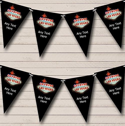 Las Vegas Black Personalized Birthday Party Bunting - Hanging Party Decoration - Birthday Party Banner Garland | Decorative Party Supplies