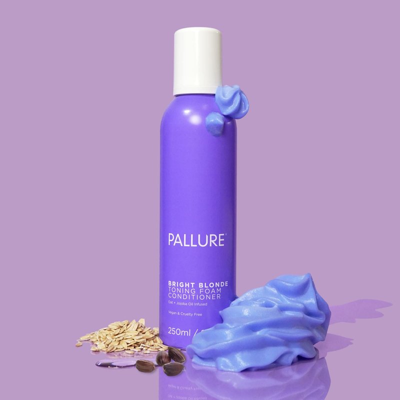 Pallure Bright Blonde Hair Toning Foam Conditioner, Reduces Brassiness And Yellow Tones – For Blonde, Silver, Ash Hair, Vegan and Cruelty Free, 250 ml