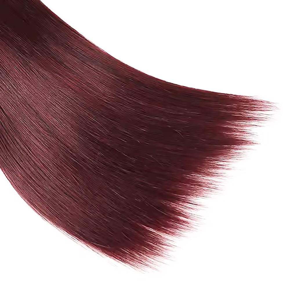 Straight Human Hair Bundles 14 16 18 Inch #99J Burgundy Bundles Human Hair Wine Red 12A Unprocessed Native Virgin Hair 50G Per Bundle 3 Extensions Wet and Wavy Weave for Women