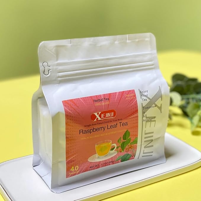 XIEJINJI Raspberry Leaf Tea, 40 Tea Bags – 100% Natural Caffeine-Free Blend to Support Women’s Wellness, No Additives, Pyramid Clear Filter Teabag