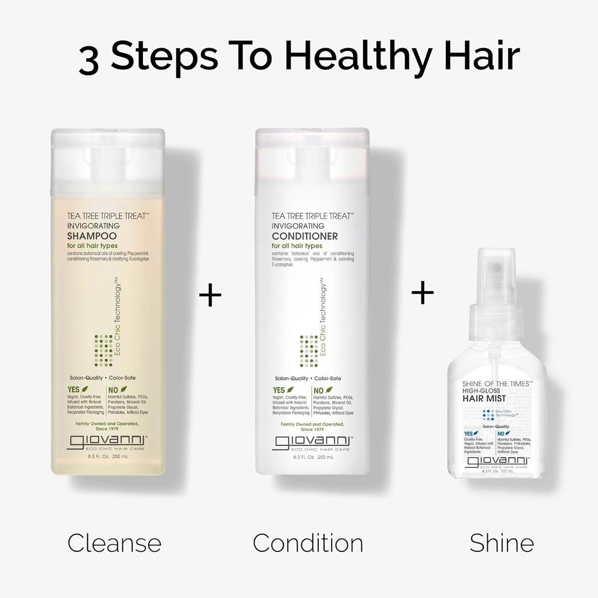 GIOVANNI Tea Tree Triple Treat Invigorating Conditioner, 8.5 oz (3 Pack)
