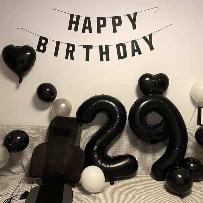 40 inch Black 5 Number Balloon Giant Foil Helium Balloons Black Large Digital Balloon 5 Number 5 Balloons for 5th Birthday Party Decorations Anniversary Events Decoration Supplies