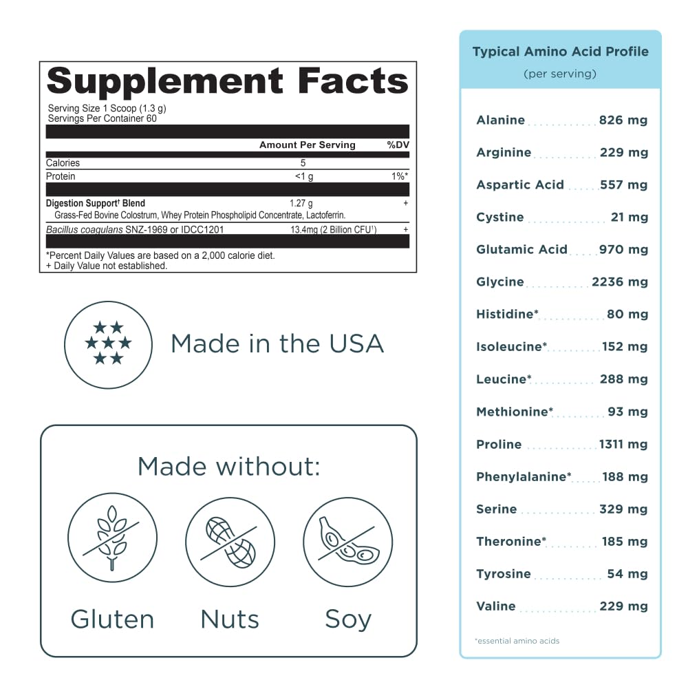 Ancient Nutrition Colostrum Superfood Powder, Grass Fed Bovine Colostrum, Supports Healthy Gut Microbiome and Immune System, Clinically Studied Lactoferrin & Probiotics, Unflavored, 60 Servings