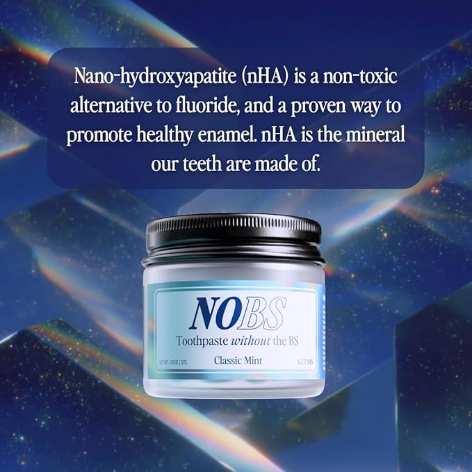 NOBS (No Bad Stuff) Toothpaste Tablets - Nano Hydroxyapatite, Fluoride & Plastic Free, Eco & Travel Friendly - Remineralize with NHA (1 Month)