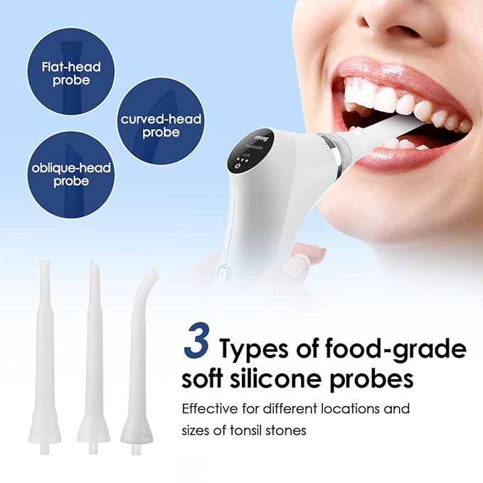 Electric Tonsil Stone Remover – High-Precision & Painless Cleaning, Food-Grade Suction Tool with LED Light, 12 Attachments & Vacuum Cleaning for Tonsil Stones, Bad Breath Relief