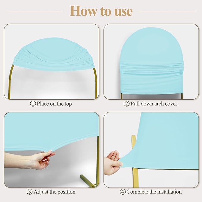Ledido Wedding Arch Backdrop Cover 7.2FT Arch Covers Fitted Stretchy Spandex Round Top Stand Backdrop Cover for Wedding Banquet Ceremony Birthday Party Baby Shower Event Decoration,Light Blue