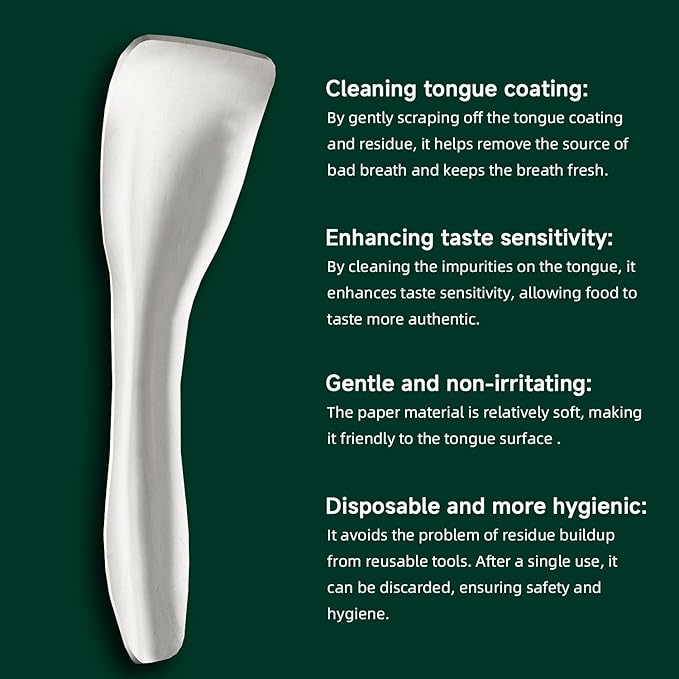 Dr. Emma Tongue Scraper, 120 Count, Disposable Tongue Cleaner for Adults, Paper Hygienic Scraper, Clean Tongue, Promote Fresh Breath (Pack of 2)