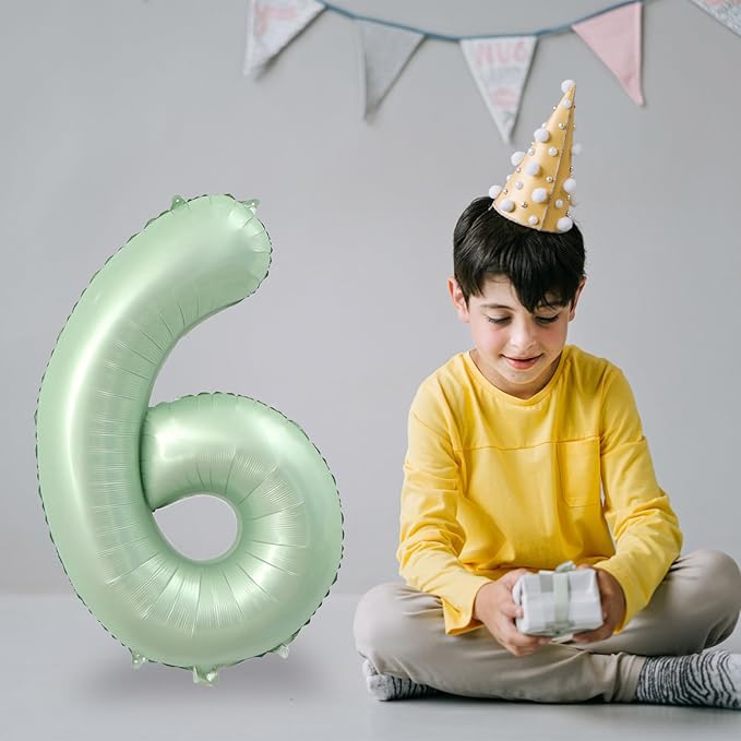 40 Inch Olive Green Large Number Balloons 0-9, Number 6 Balloons Foil Mylar Big Number Balloons, Helium Number Balloons Decorations For Birthday, Anniversary Events, Wedding Party