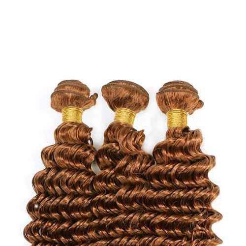 Condescension Human Hair Bundles 18 20 22 Inch Blonde Light Brown Deep Wave Bundles Human Hair Unprocessed Brazilian Virgin Quick Weave Hair for Black Women