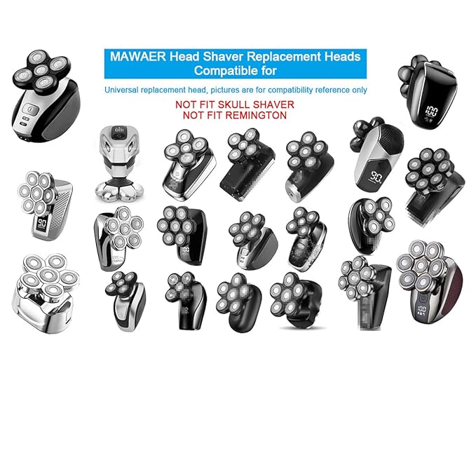 Universal Magnetic Interface 7 Blades Head Shaver Replacement Heads for Freedom Series Head Shaver, Universal Replacement Heads Wet and Dry (7 Blades, Magnetic Interface)