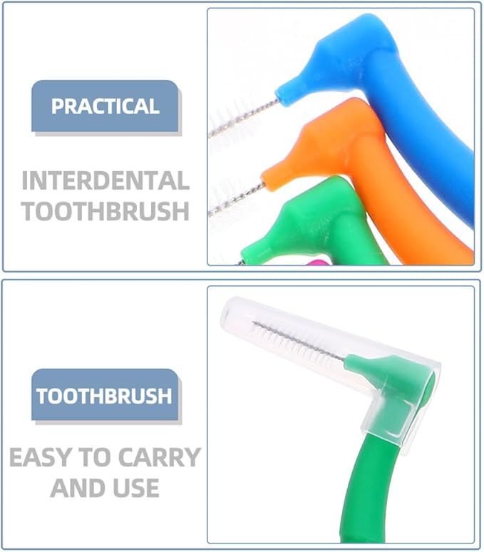 30Pcs Interdental Brushes Manual Toothbrush for Braces Teeth Cleaning L-Shaped Wear-Resistant Toothbrushes Portable Collection for Oral Care