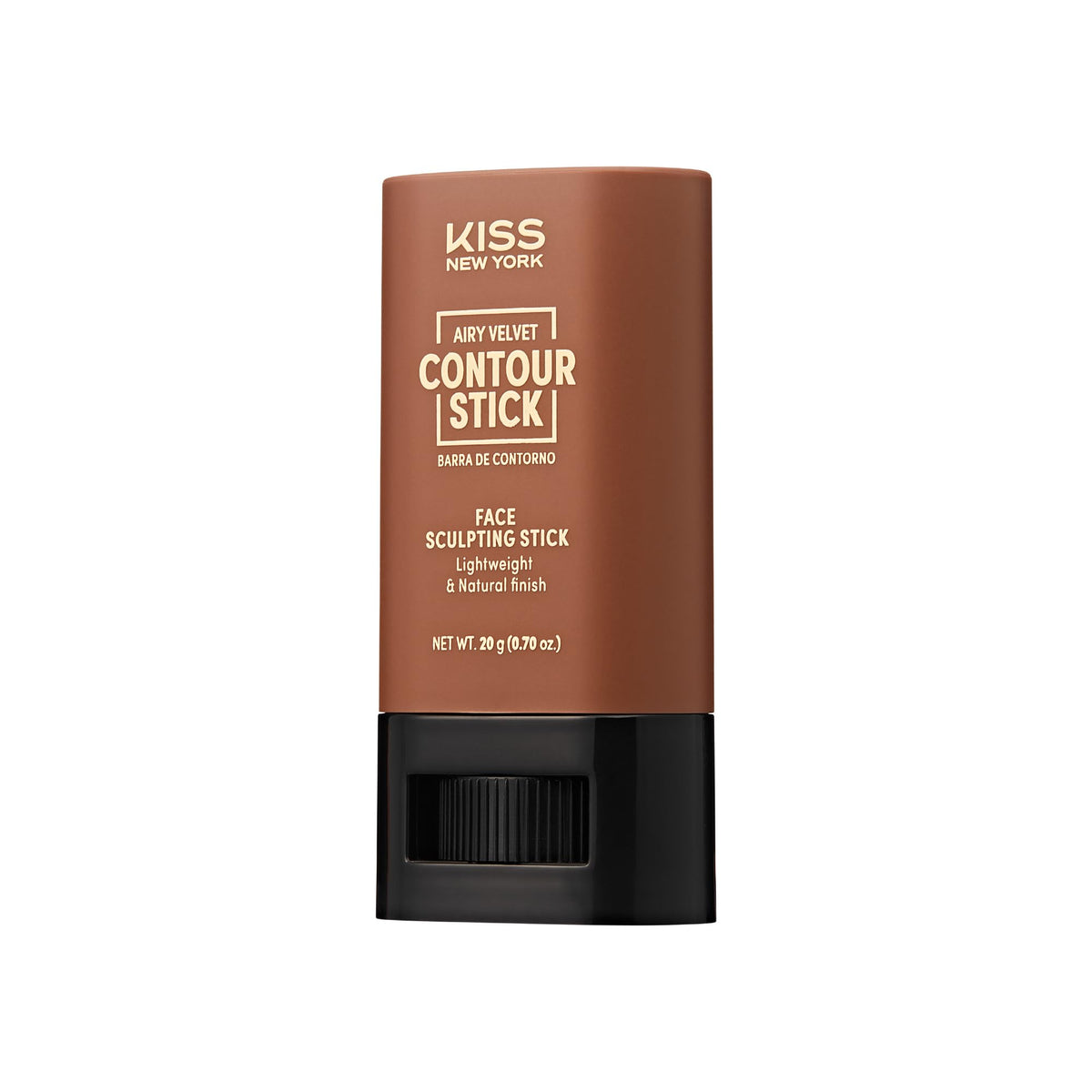 Kiss New York Airy Velvet Contour Stick, Cool Toned Face Sculpting Cream Makeup, Buildable with Lightweight Natural Finish, Hyaluronic Acid & Green Tea Extract (6 Rich, 0.70 Ounce)