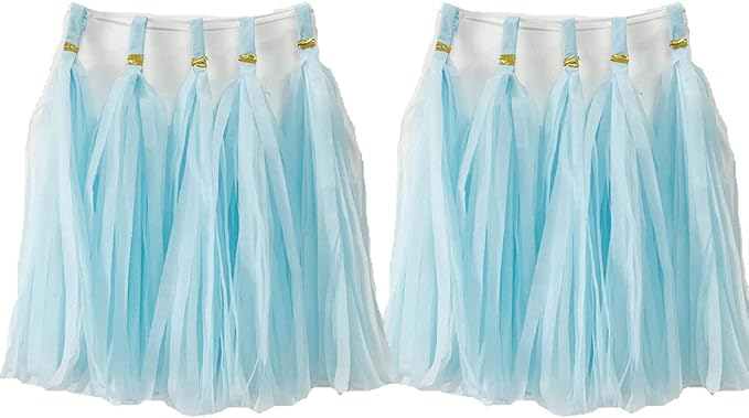 Tissue Paper Tassels Garland Banner Table Decor Party Banner Wedding Birthday Baby Shower Nursery Party Decorations (20, Lt-Blue)