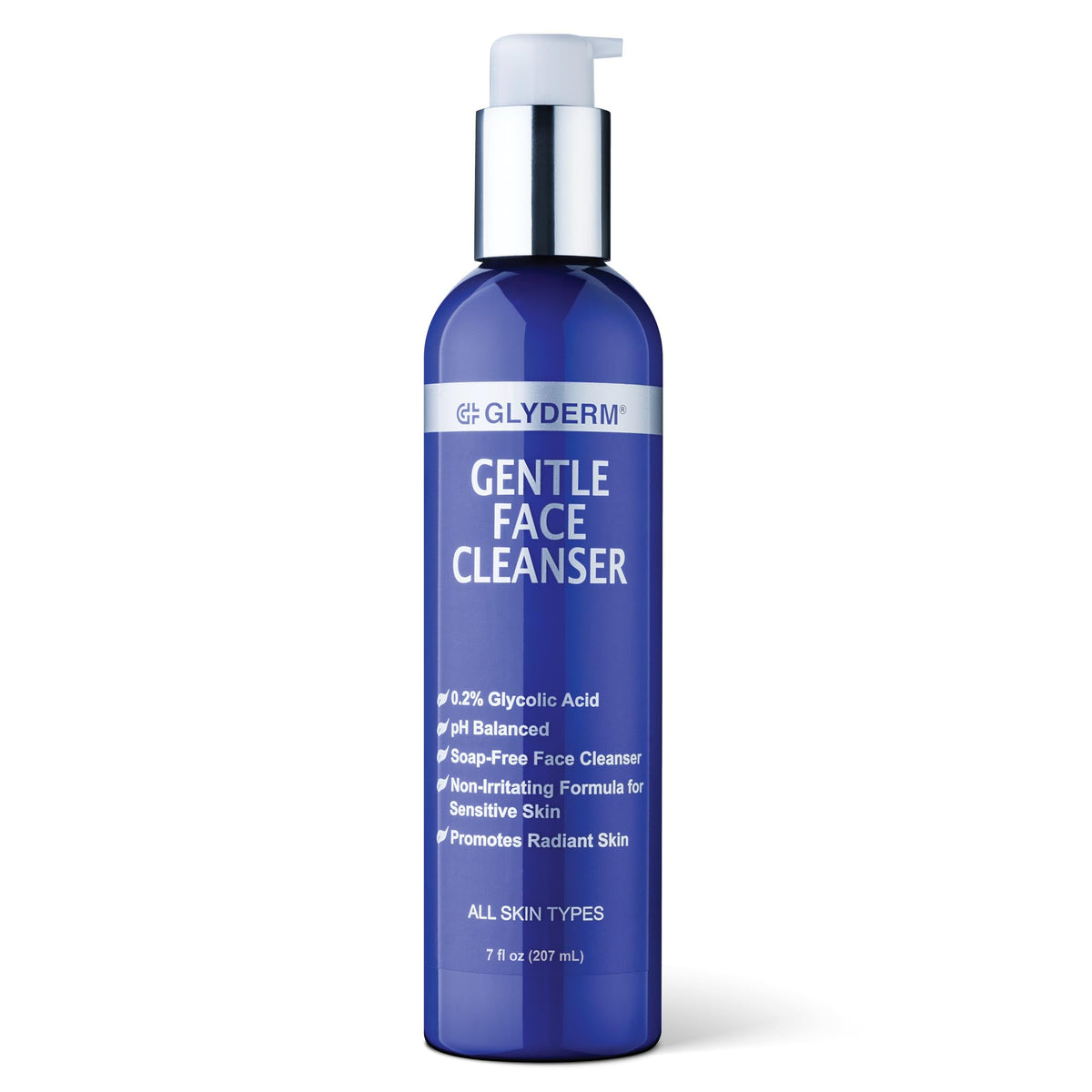GlyDerm® Gentle Face Cleanser | Soap-free Concentrated Cleanser | 0.2% Esterified Glycolic Acid | Gently Exfoliates as it Cleans | Gentle Enough for Twice Daily Use | All Skin Types | 7 oz pump