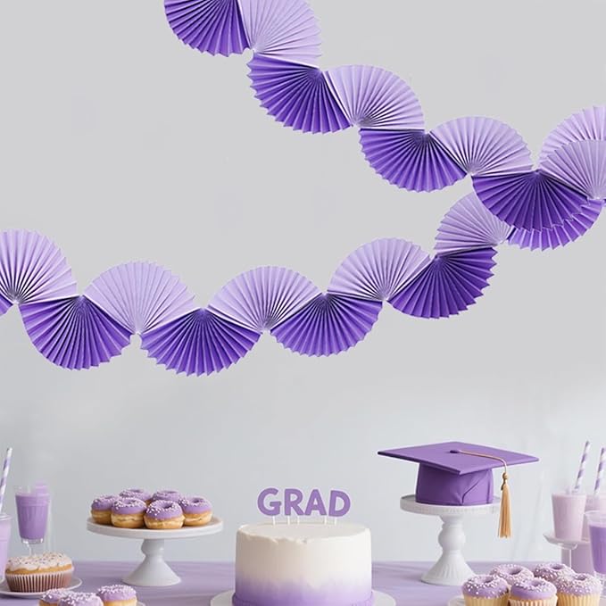 Paper Fan Garland - Paper Fan Garland Party Decorations - Perfect for Birthday Parties, Holiday Decorations, Family Gatherings, Weddings and More (Purple)