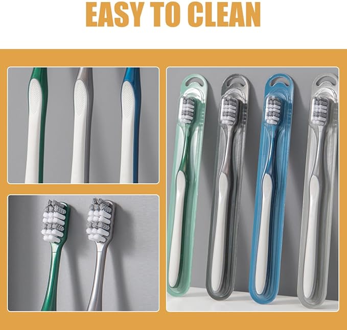 Homoyoyo Men’s Manual Toothbrushes 8pcs (2 Sets of 4) Hard Bristles Large Head Plastic Teeth Cleaning Tools Portable Household and Travel Use