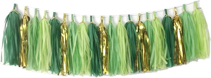 20PCS Green Paper Tassels Garland Banner Table Decor Party Tassels Banner Wedding Birthday Baby Shower Nursery Party Decorations Supplies