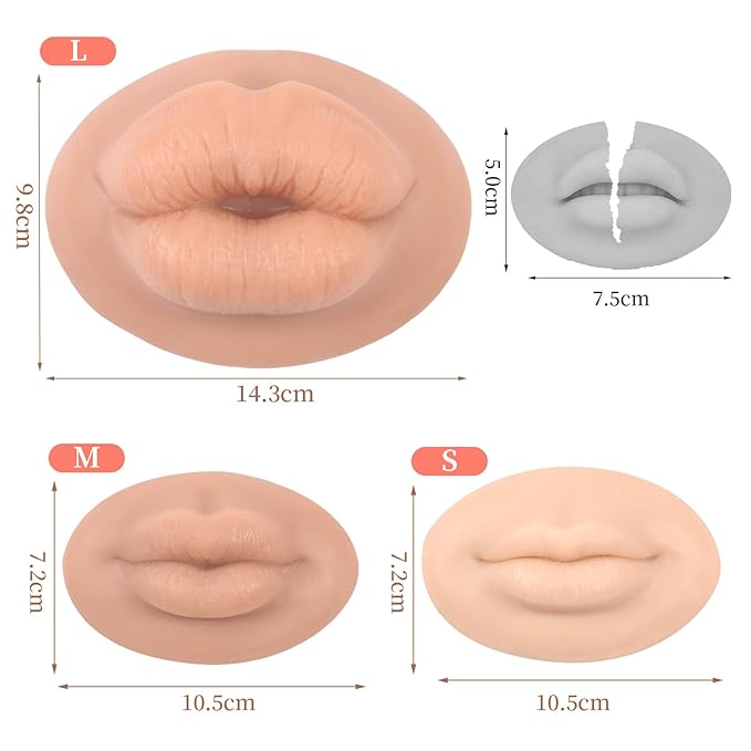 3D Silicone Fake Lips Large with Lipstick for Makeup Tattoo Practice Realistic Artificial Lip Mannequin for Beginners Artists (Thick Big Lip,Natural)