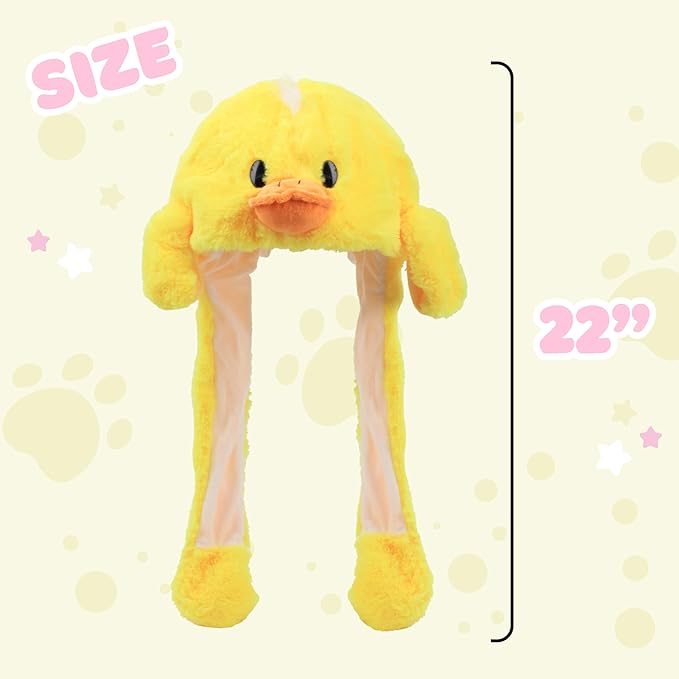 Animal Hat with Ears Moving Jumping Pop Up Beating Hat Plush Holiday Cosplay Dress Up Funny Gift for Kids