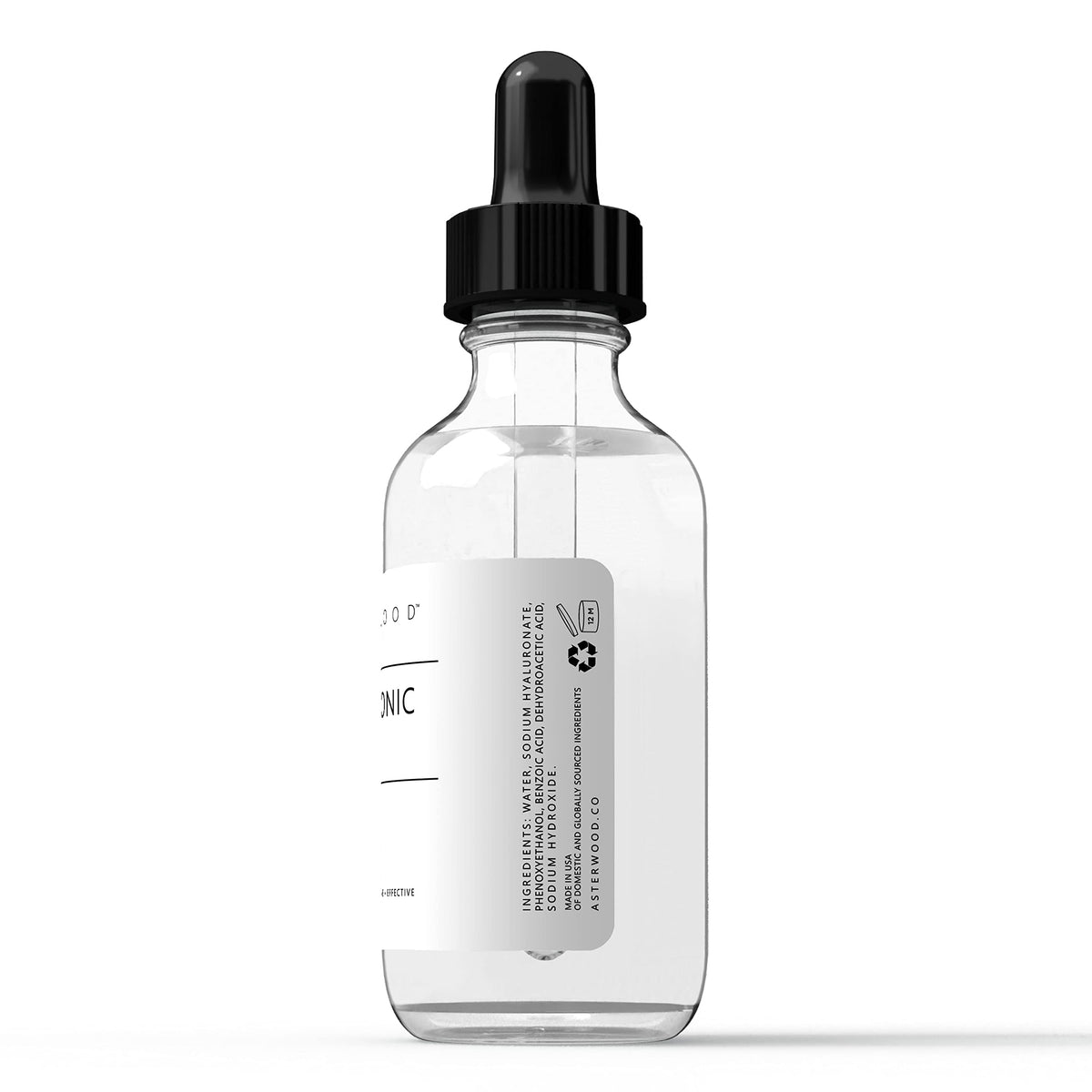 Asterwood Pure Hyaluronic Acid Serum for Face - Plumping, Anti-Aging, Hydrating - Fragrance-Free - 2 Fl Oz