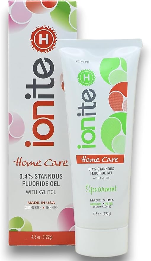 Ionite-H Home Care 0.40% Stannous Fluoride Non-Abrasive Brush-On Gel with Xylitol (4.3 oz, Spearmint)
