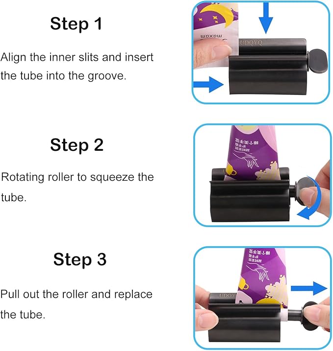 Toothpaste Squeezer - Metal Tube Squeezer Stainless Steel Tube Wringer UDQYQ Toothpaste seat Holder Stand (Matte Black)