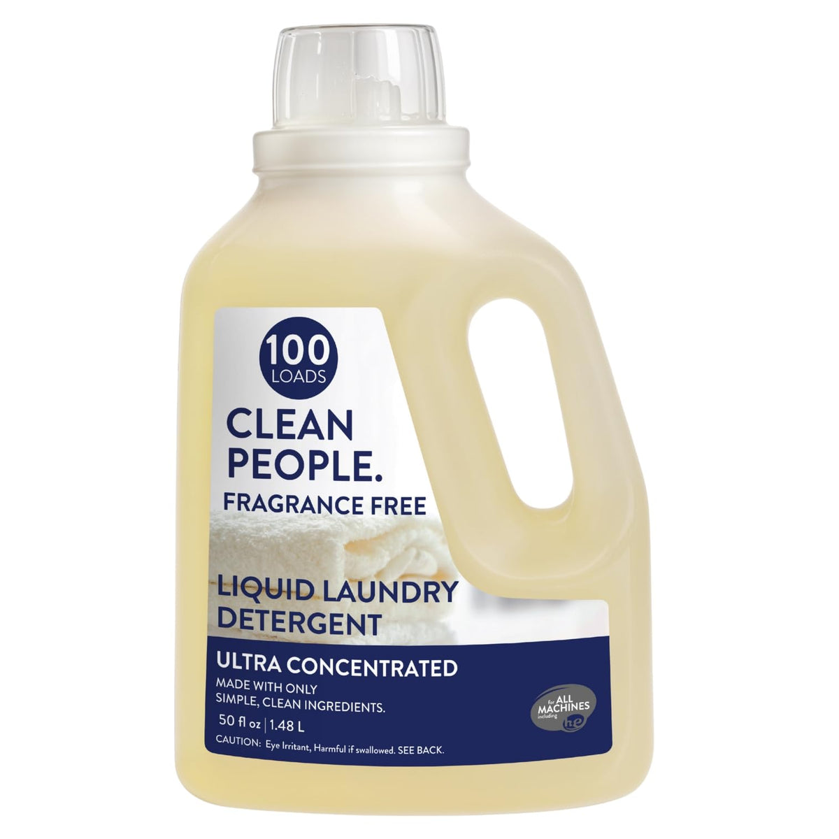 The Clean People Liquid Laundry Detergent - Recyclable Packaging, Stain Fighting - Ultra Concentrated, Laundry Soap - Fragrance Free, 50 fl oz