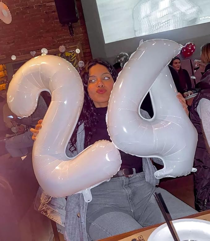 White Number 4 Balloon 40 Inch, 4 Balloon Number, 4th Birthday Decorations, White Party Supplies for Boys Girls