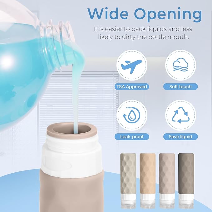 Silevoler 16pack Travel Bottles for Toiletries, TSA Approved Travel Size Containers Set, Leak Proof Refillable Liquid & Creams Toiletries Accessories Kit W/Toiletry Bag (Cream)