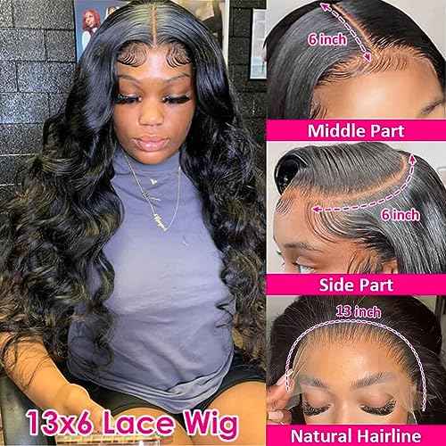Pizazz 13x6 Body Wave Transparent Lace Front Wigs Human Hair Pre Plucked 180 Density HD Lace Frontal 9A Glueless Wigs with Baby Hair for Women 26Inch
